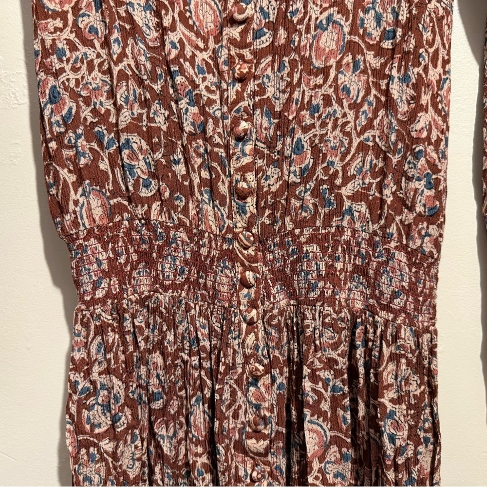FAHERTY | Montara Long Sleeve Dress Merlot Bordeaux Floral Dress Women’s Size XS - Picture 7 of 15